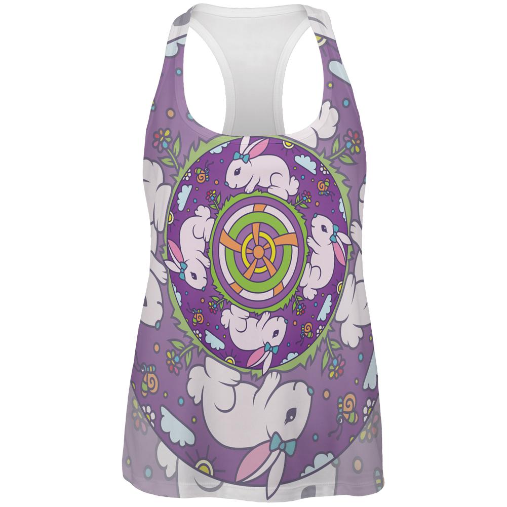 Mandala Trippy Stained Glass Easter Bunny All Over Womens Work Out Tank Top Women's Tank Tops Old Glory 2XL Multi