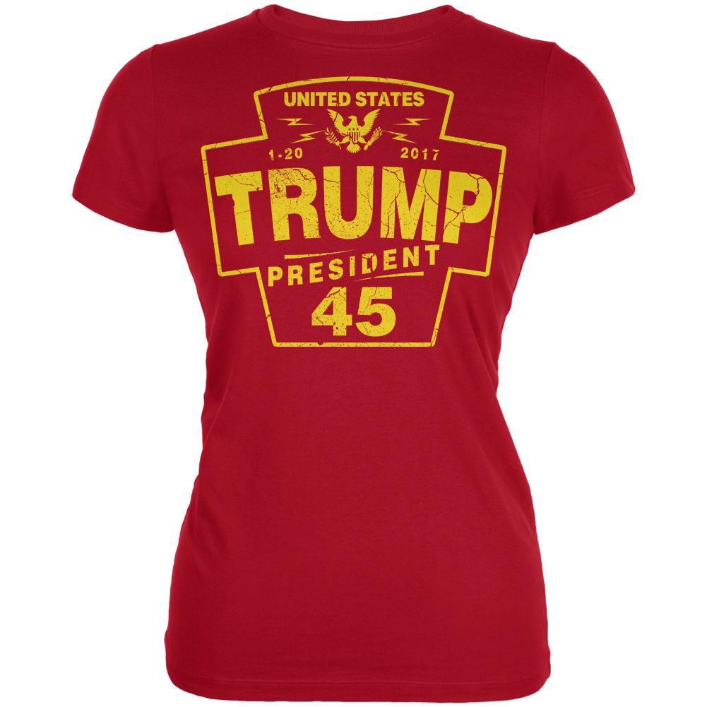 Donald Trump Presidential Inauguration Distressed 2017 Juniors Soft T Shirt Juniors T-Shirts Old Glory 2XL Red