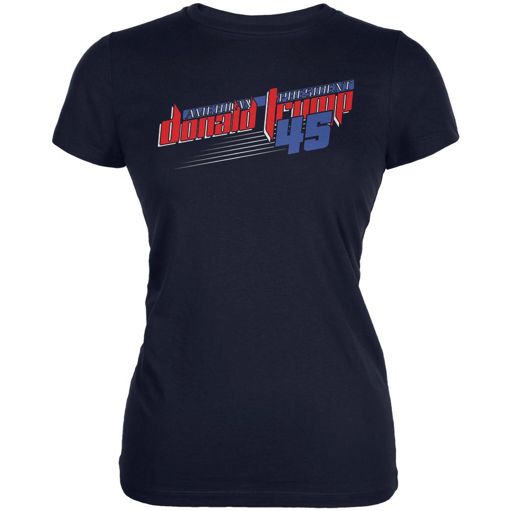 Donald Trump American President 45 2017 Juniors Soft T Shirt Juniors T-Shirts Old Glory 2XL Navy
