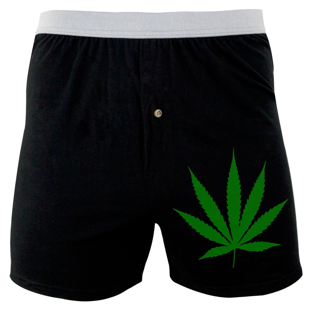 Weed Pot Leaf Soft Knit Boxer Men's Boxers & Briefs Old Glory 2XL Black