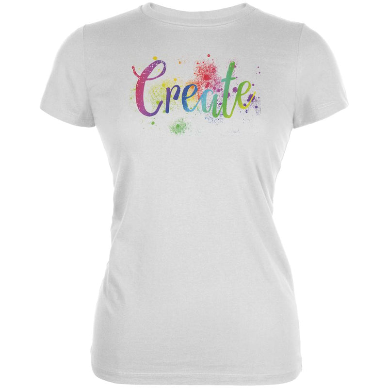 Create Art School Class Paint Splatter Juniors Soft T Shirt Juniors T-Shirts Old Glory 2XL White