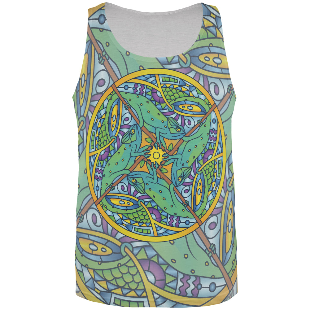 Mandala Trippy Stained Glass Chameleon All Over Mens Tank Top Men's Tank Tops Old Glory 2XL Multicolored