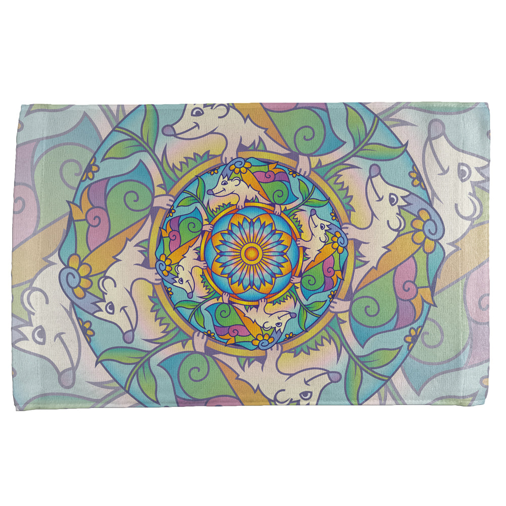 Mandala Trippy Stained Glass Hedgehog All Over Hand Towel Hand Towel Old Glory OS Multi