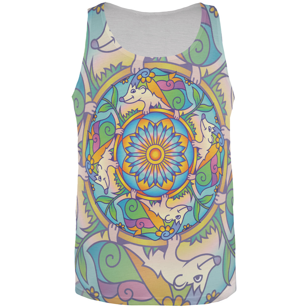 Mandala Trippy Stained Glass Hedgehog All Over Mens Tank Top Men's Tank Tops Old Glory 2XL Multi