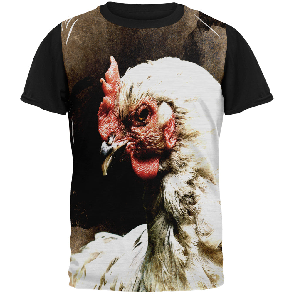 Queen Of The Barnyard Chicken All Over Mens Black Back T Shirt Men's T-Shirts Old Glory SM Multicolored