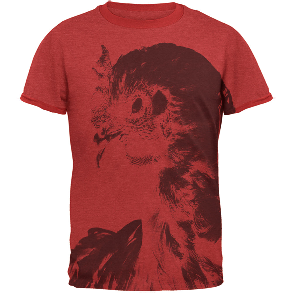 Evil Queen Of The Barnyard Chicken Mens Ringer T Shirt Men's T-Shirts Old Glory 2XL Red