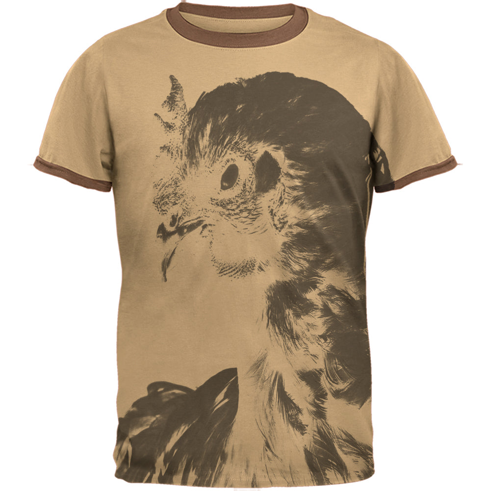 Evil Queen Of The Barnyard Chicken Mens Ringer T Shirt Men's T-Shirts Old Glory 2XL Brown