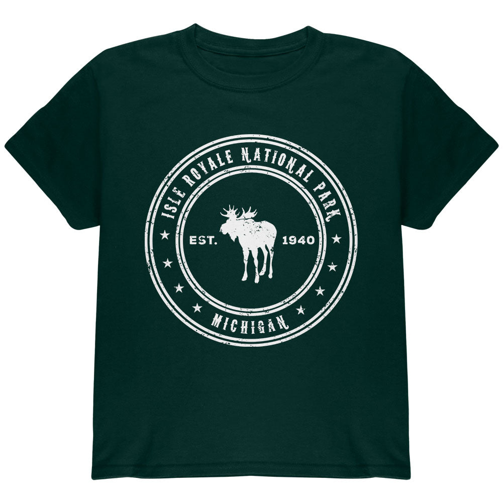 Isle Royale National Park Youth T Shirt Youth T-Shirts Old Glory YLG Forest Green