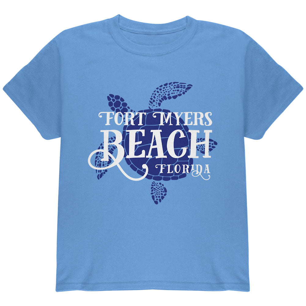 Summer Sun Sea Turtle Fort Myers Beach Youth T Shirt Youth T-Shirts Old Glory YLG Carolina Blue
