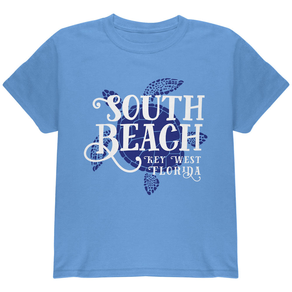 Summer Sun Sea Turtle South Beach Key West Youth T Shirt Youth T-Shirts Old Glory YLG Carolina Blue