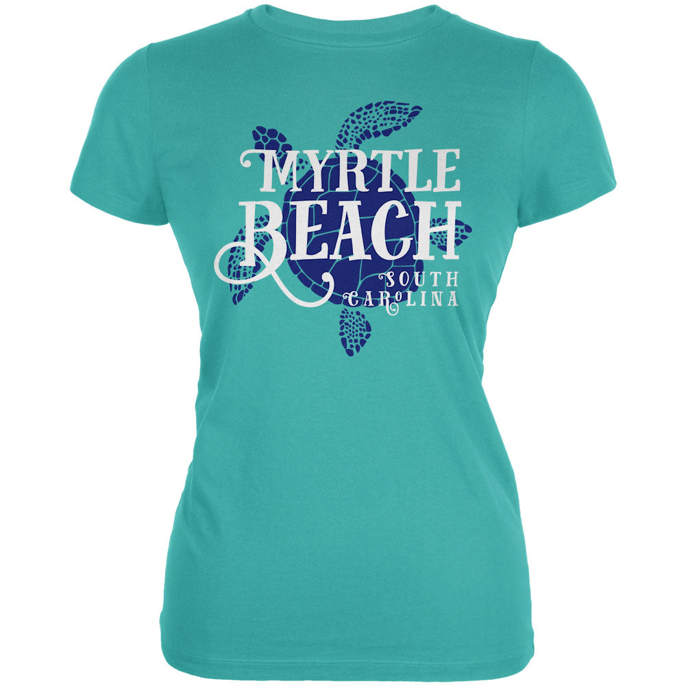 Summer Sun Sea Turtle Myrtle Beach Juniors Soft T Shirt Juniors T-Shirts Old Glory LG Teal