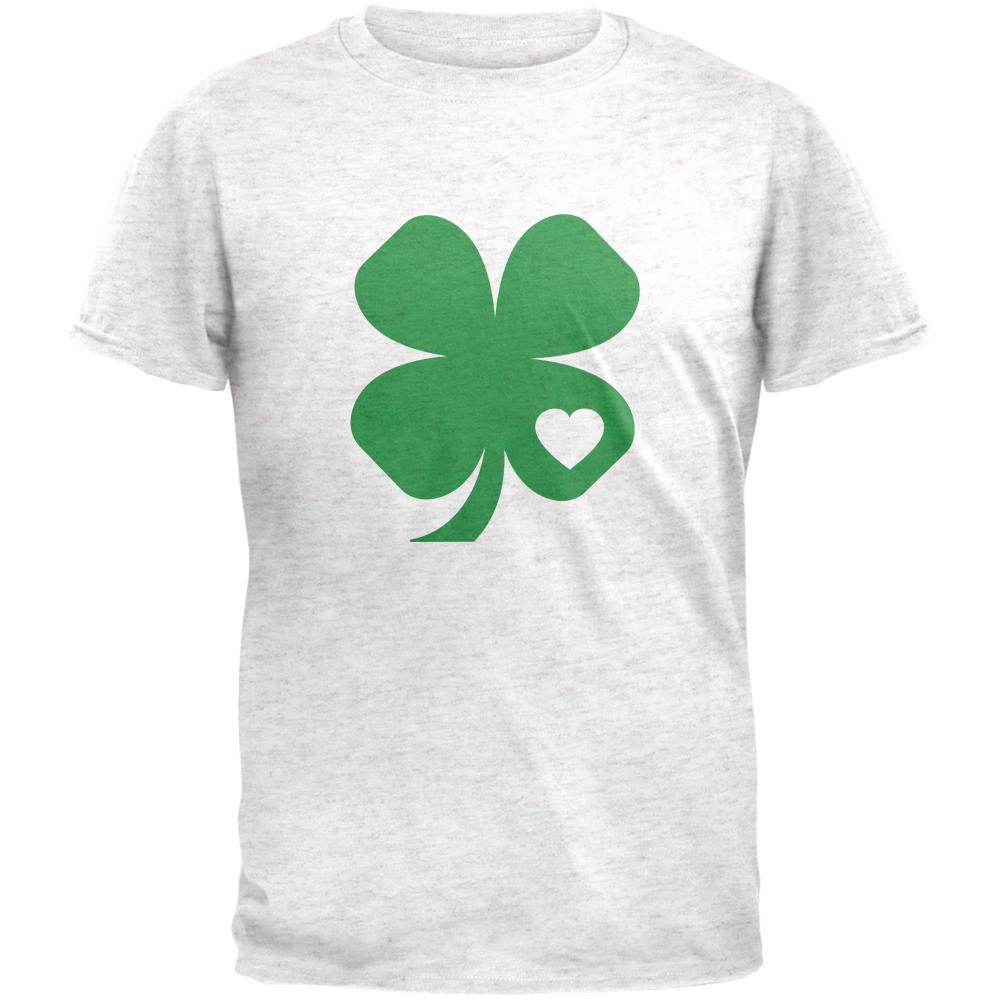 St Patricks Day Shamrock Heart Mens Soft T Shirt Men's T-Shirts Old Glory 2XL Heather White