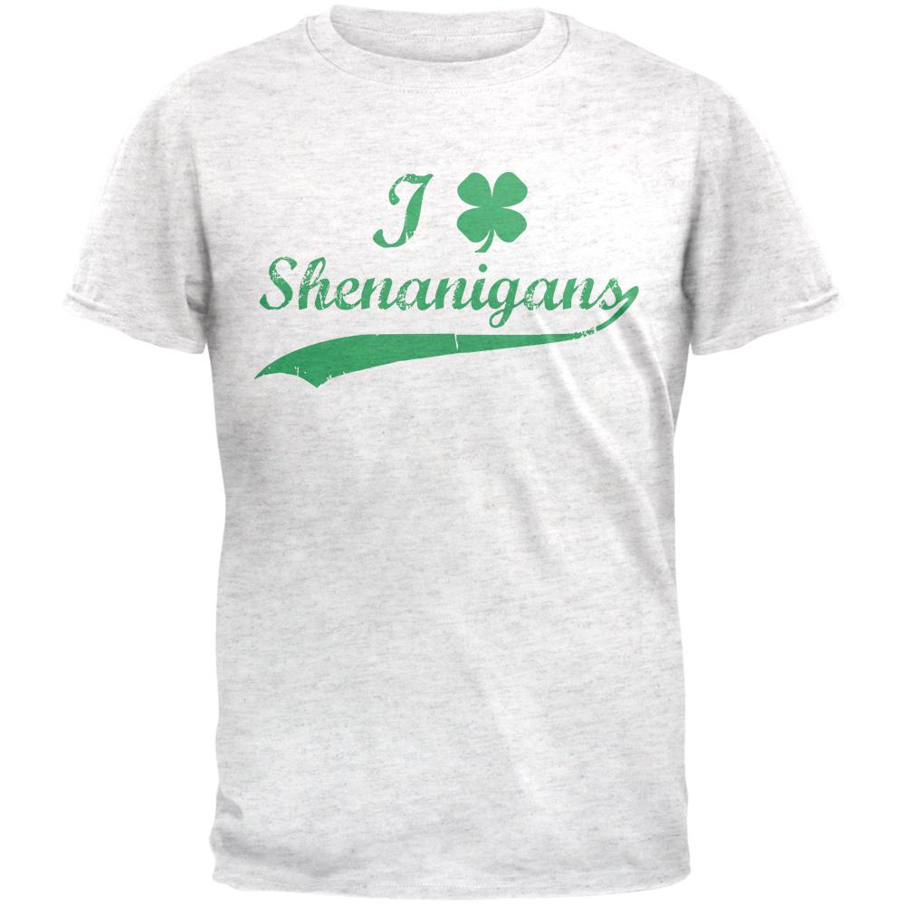 St Patricks Day I Shamrock Heart Shenanigans Mens Soft T Shirt Men's T-Shirts Old Glory 2XL Heather White