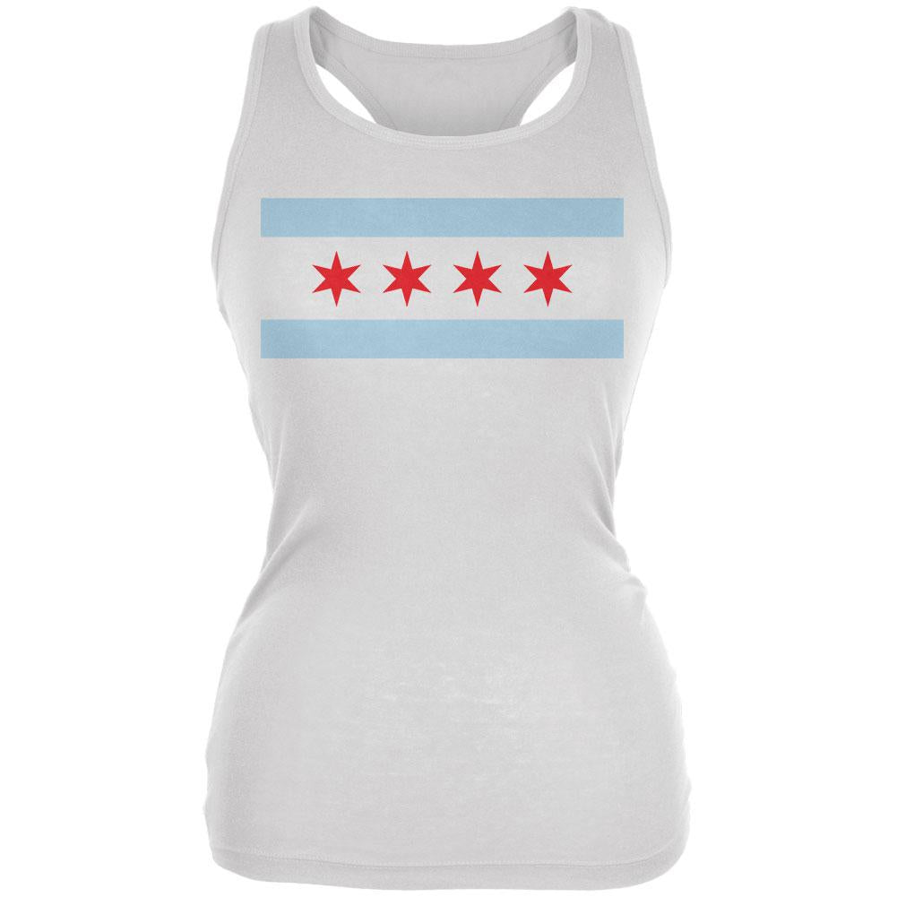 City Flag Chicago Juniors Soft Tank Top Juniors T-Shirts Old Glory 2XL White