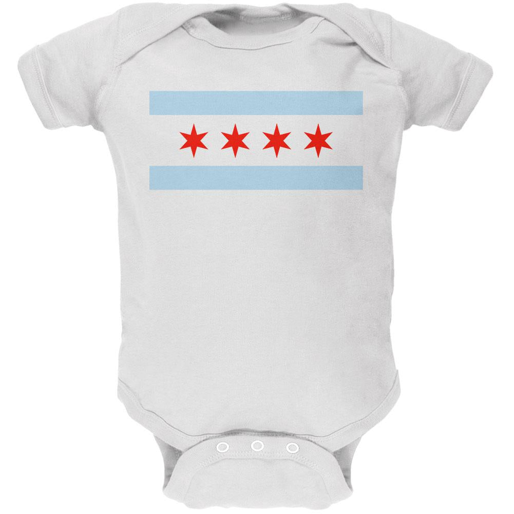 City Flag Chicago Soft Baby One Piece Baby One Piece Old Glory 0-3M White