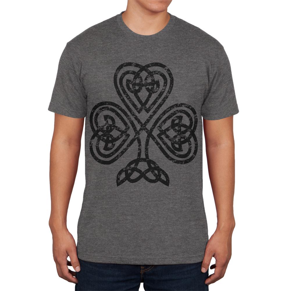 St Patricks Day Black Irish Celtic Knot Shamrock Mens Soft T Shirt Men's T-Shirts Old Glory SM Charcoal Heather