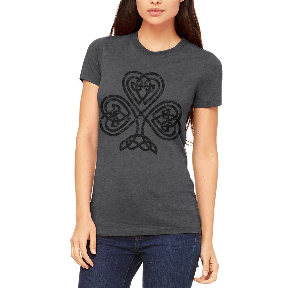 St Patricks Day Black Irish Celtic Knot Shamrock Juniors Soft T Shirt Juniors T-Shirts Old Glory MD Dark Heather