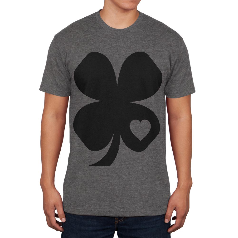 St Patricks Day Black Irish Shamrock Heart Mens Soft T Shirt Men's T-Shirts Old Glory 2XL Charcoal Heather