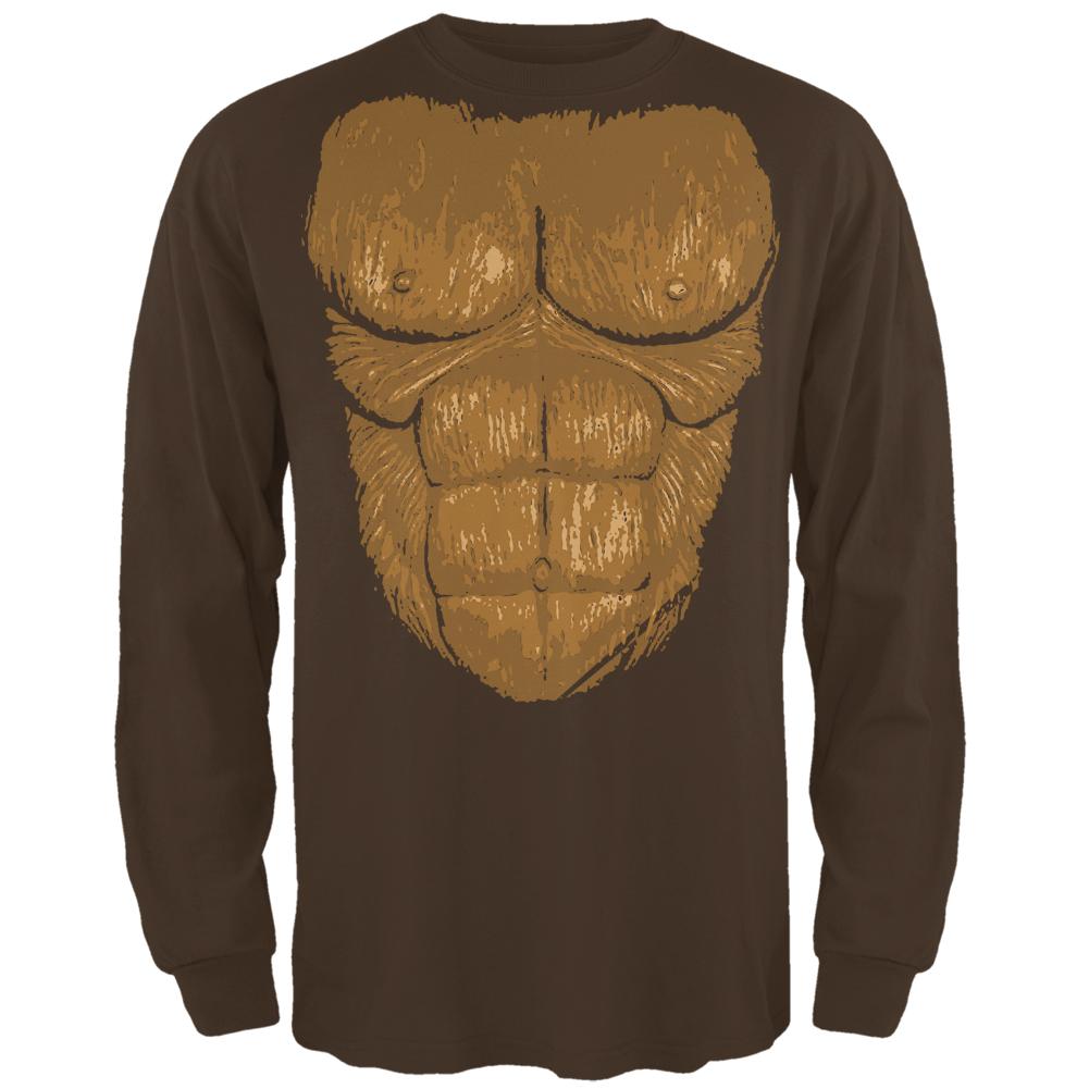 Halloween Sasquatch Bigfoot Costume Mens Long Sleeve T Shirt Men's Long Sleeves Old Glory 2XL Brown