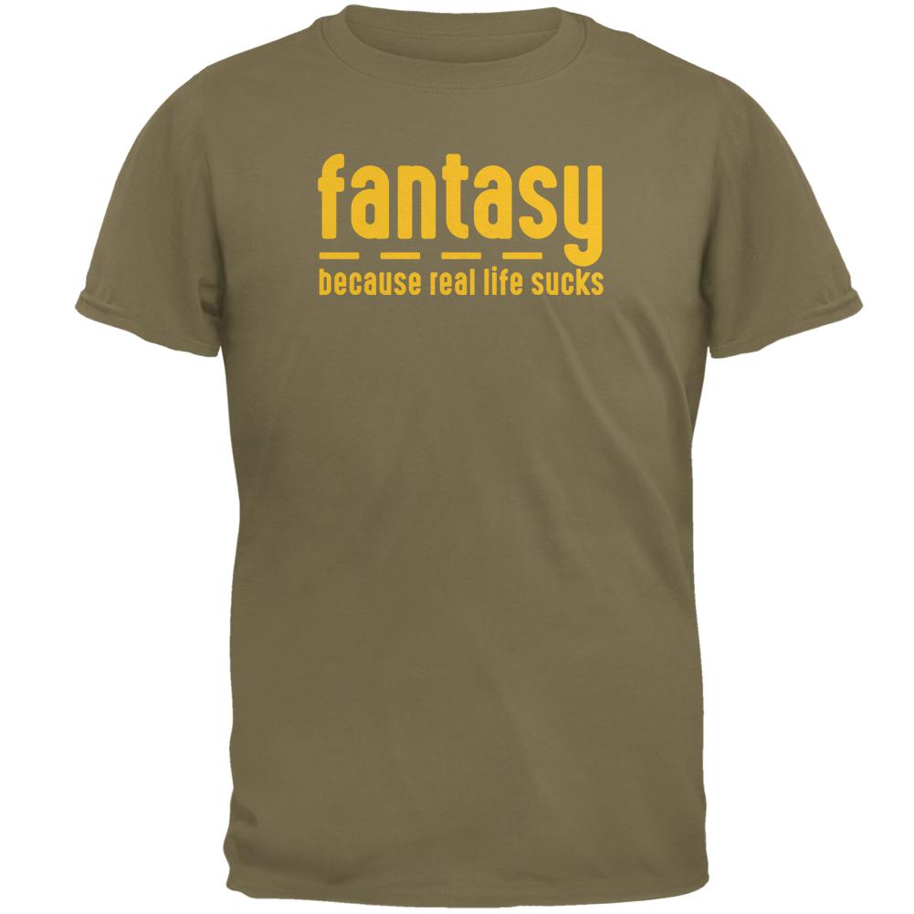 Fantasy Because Real Life SucksMens T Shirt Men's T-Shirts Old Glory 2XL Prairie Dust