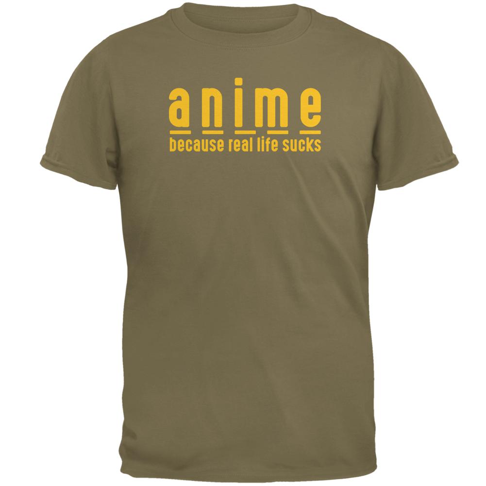 Anime Because Real Life SucksMens T Shirt Men's T-Shirts Old Glory 2XL Prairie Dust