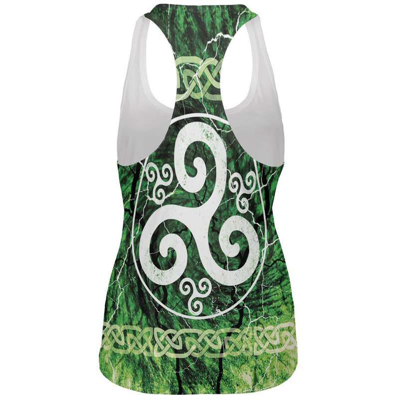 Celtic Triskelion Triskele Distressed All Over Womens Work Out Tank Top Women's Tank Tops Old Glory