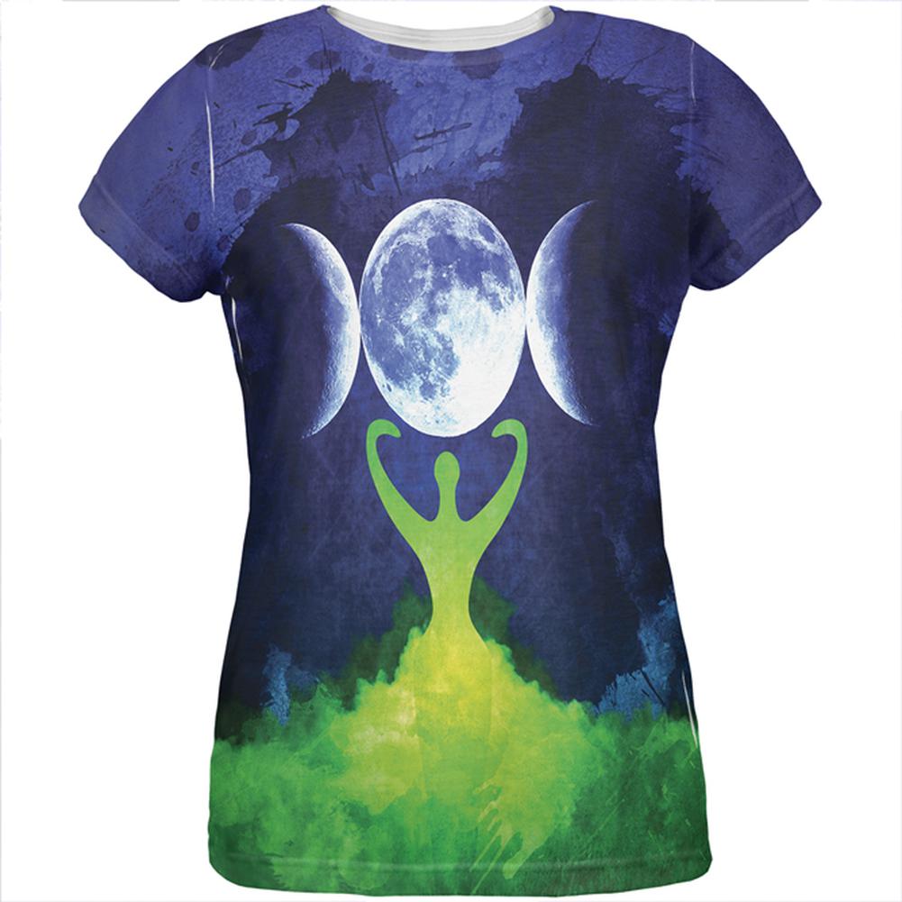 Wiccan Moon Goddess Mother Earth Symbol All Over Womens T Shirt Women's T-Shirts Old Glory 2XL Multi