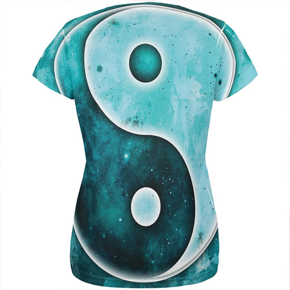 Galaxy Stars Yin Yang Distressed All Over Womens T Shirt Women's T-Shirts Old Glory