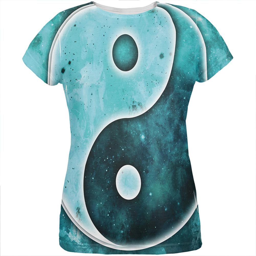 Galaxy Stars Yin Yang Distressed All Over Womens T Shirt Women's T-Shirts Old Glory 2XL Multi