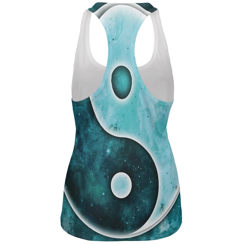 Galaxy Stars Yin Yang Distressed All Over Womens Work Out Tank Top Women's Tank Tops Old Glory