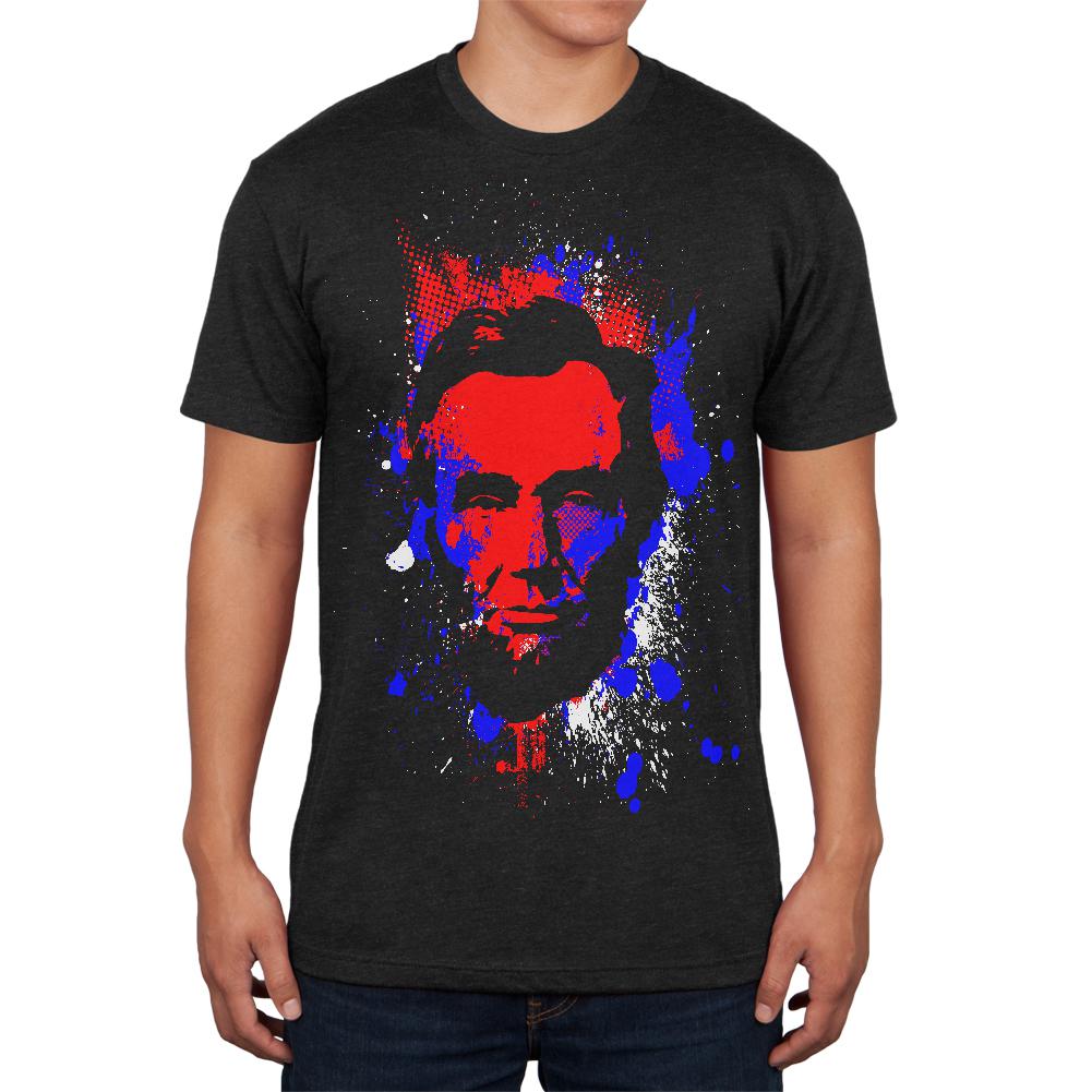 4th of July Patriotic President Lincoln Silhouette Mens Soft T Shirt Men's T-Shirts Old Glory 2XL Vintage Black