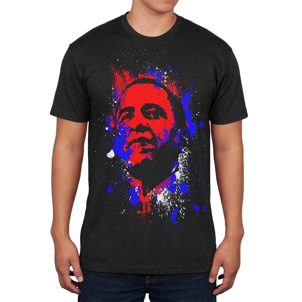4th of July Patriotic President Obama Silhouette Mens Soft T Shirt Men's T-Shirts Old Glory SM Vintage Black