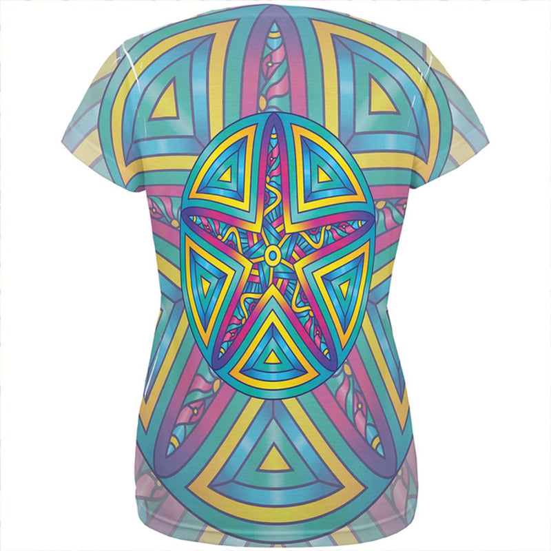 Mandala Trippy Stained Glass Starfish All Over Womens T Shirt Women's T-Shirts Old Glory