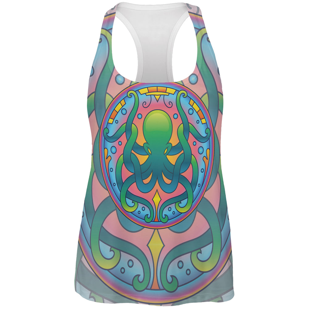 Mandala Trippy Stained Glass Octopus All Over Womens Work Out Tank Top Women's Tank Tops Old Glory 2XL Multi