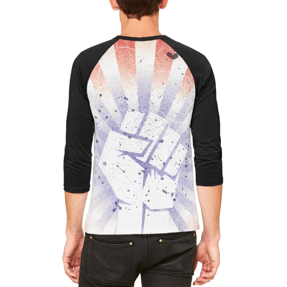 July 4th American Revolution Raised Fist Mens Raglan T Shirt Men's T-Shirts Old Glory