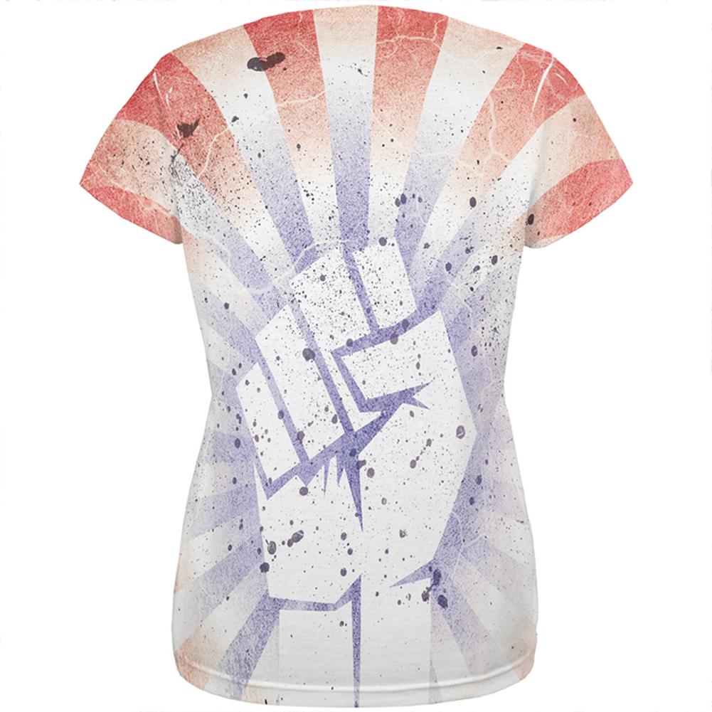 July 4th American Revolution Raised Fist All Over Womens T Shirt Women's T-Shirts Old Glory