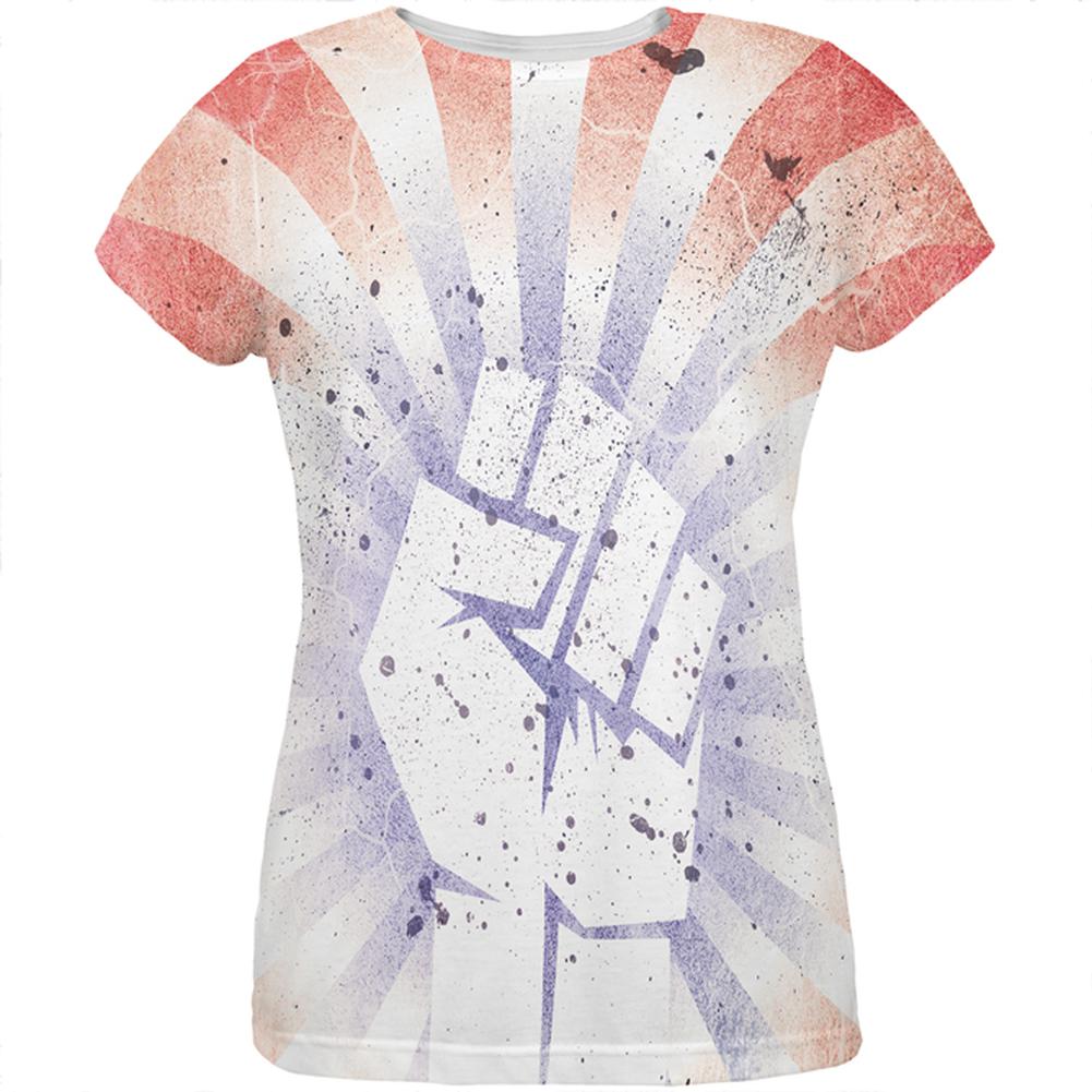 July 4th American Revolution Raised Fist All Over Womens T Shirt Women's T-Shirts Old Glory 2XL Multi