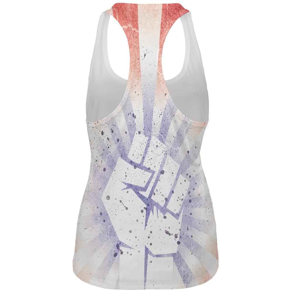 July 4th American Revolution Raised Fist All Over Womens Work Out Tank Top Women's Tank Tops Old Glory