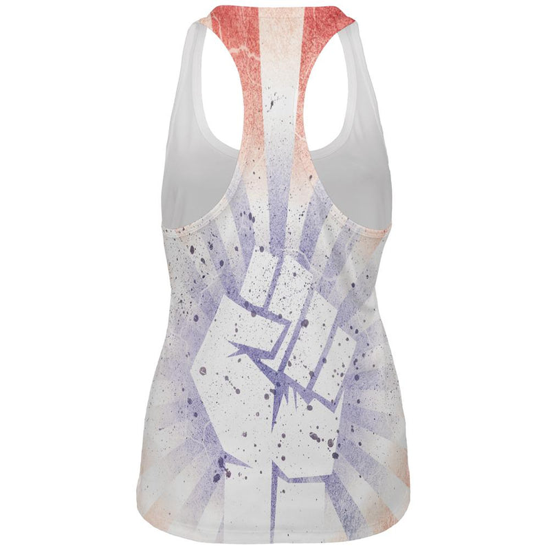 July 4th American Revolution Raised Fist All Over Womens Work Out Tank Top Women's Tank Tops Old Glory