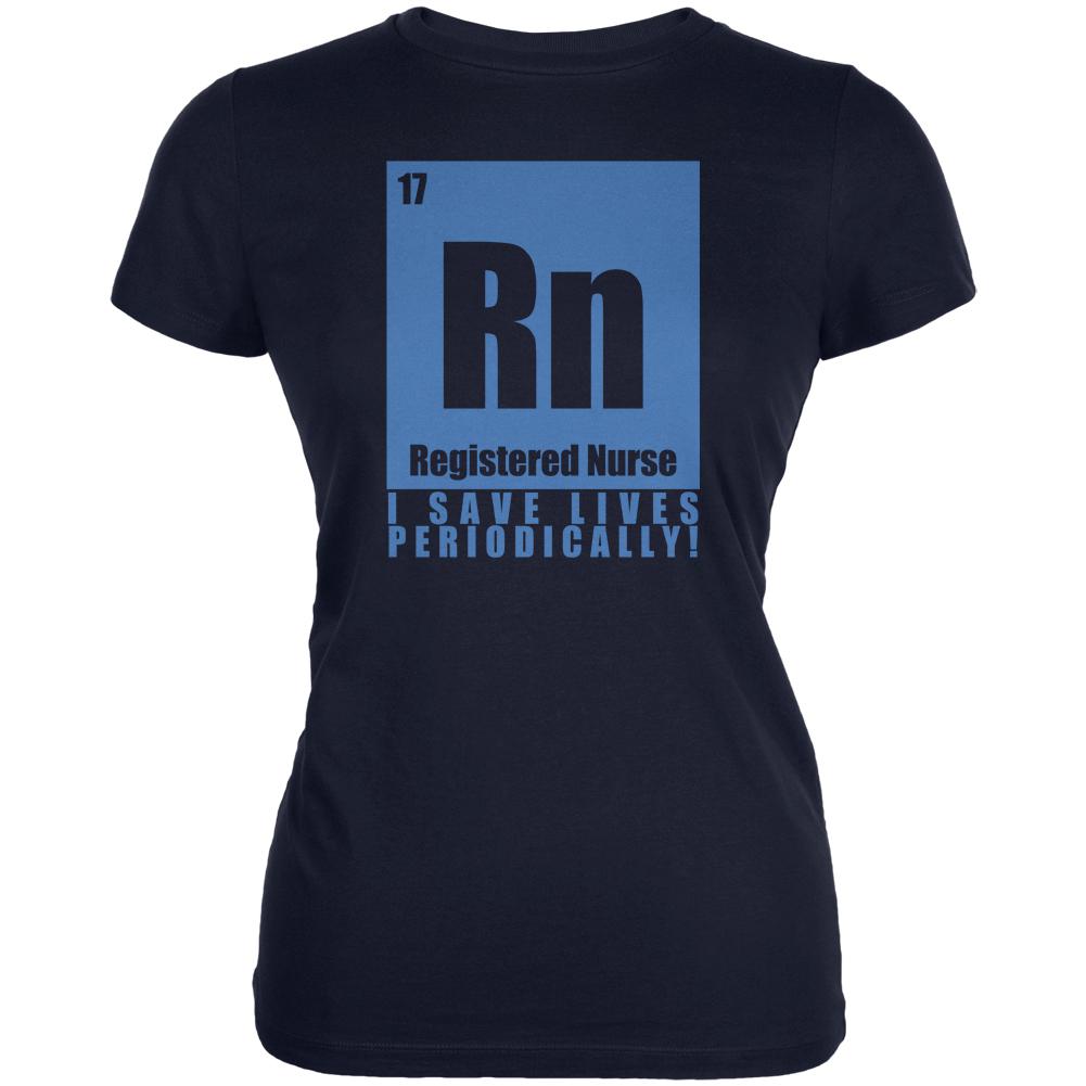 Registered Nurse Save Lives Periodically Juniors Soft T Shirt Juniors T-Shirts Old Glory 2XL Navy