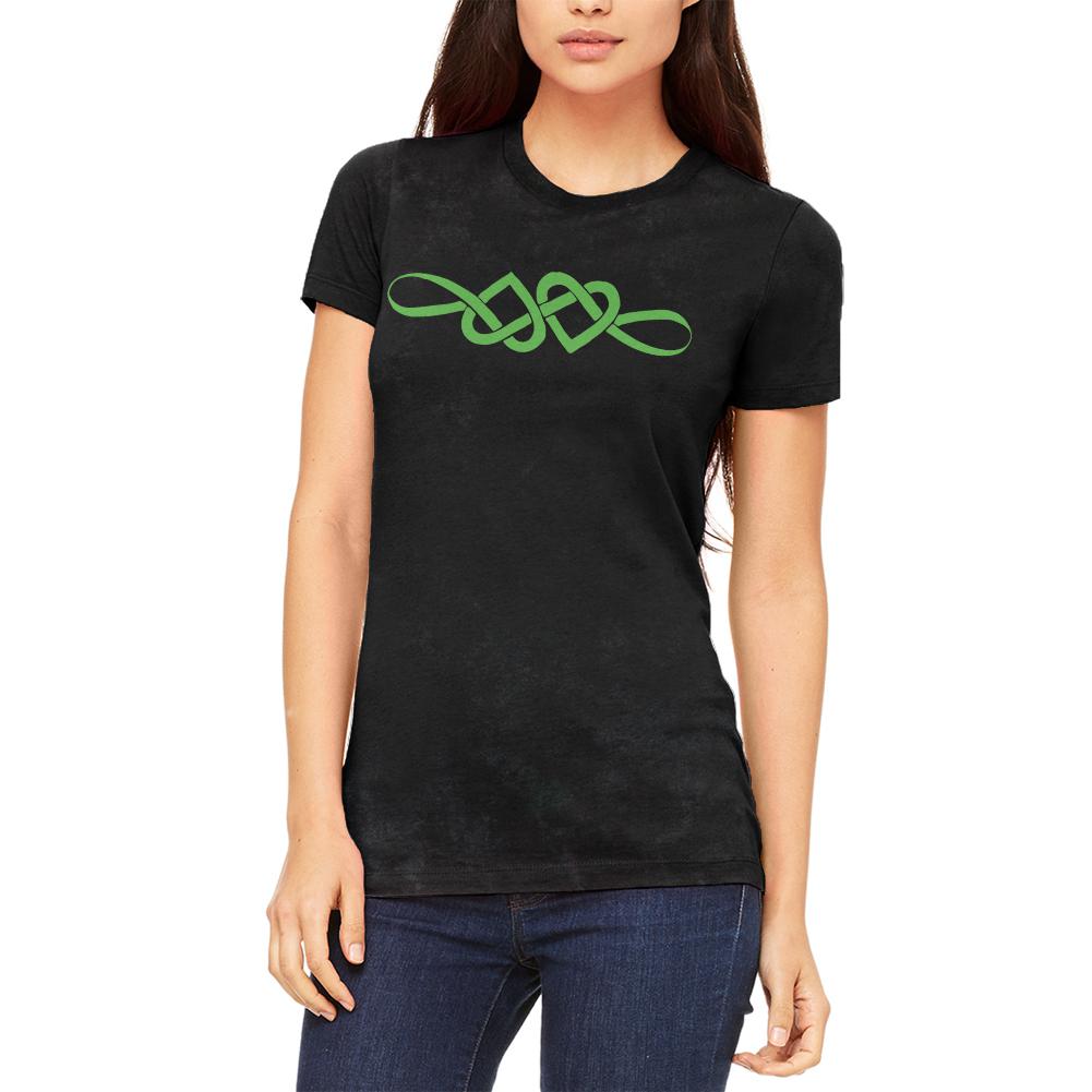Irish Celtic Infinite Love Knot Juniors Soft T Shirt Juniors T-Shirts Old Glory SM Charcoal Black Triblend