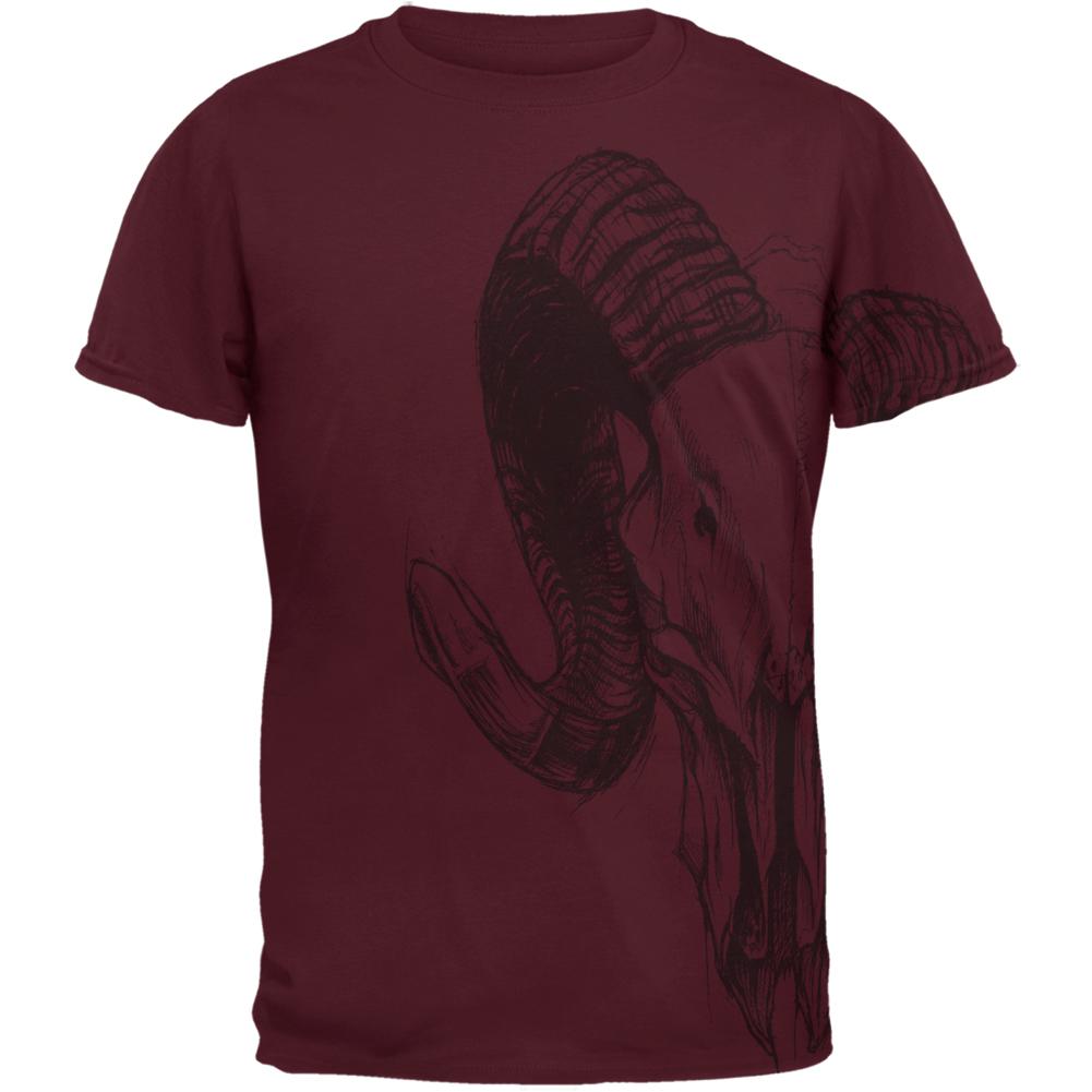 Ram Skull Mens T Shirt Men's T-Shirts Old Glory 2XL Red