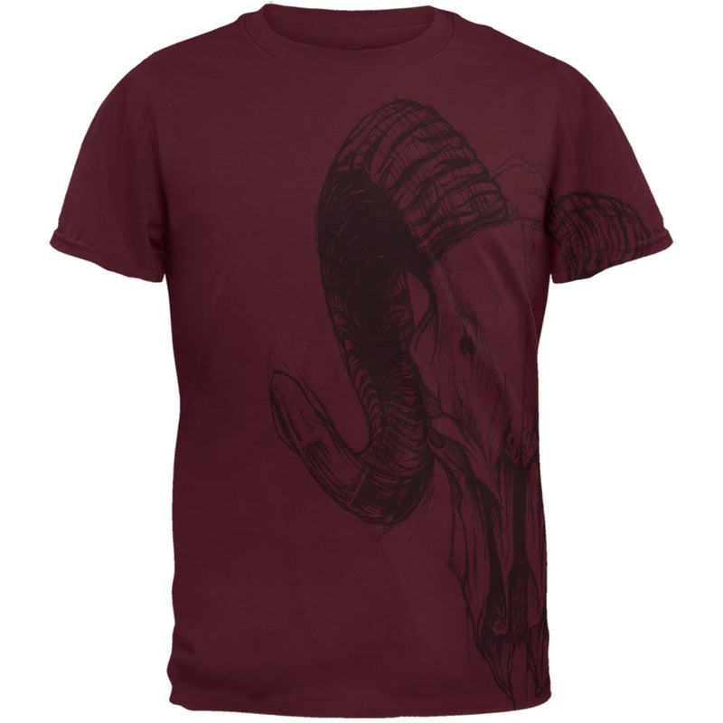 Ram Skull Mens T Shirt Men's T-Shirts Old Glory 2XL Red