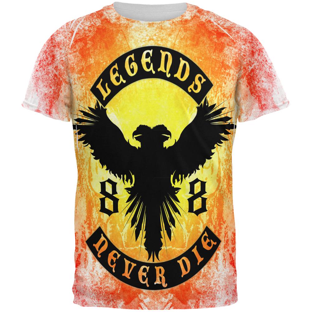 Legends Never Die Phoenix Fire Birthday All Over Mens T Shirt Men's T-Shirts Old Glory 2XL Multi