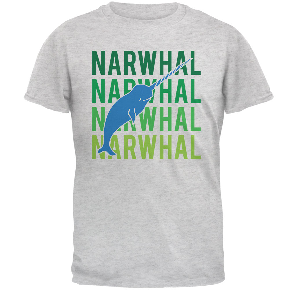 Narwhal Stacked Repeat Mens T Shirt Men's T-Shirts Old Glory 3XL Light Heather Grey