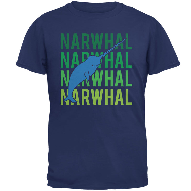 Narwhal Stacked Repeat Mens T Shirt Men's T-Shirts Old Glory 2XL Metro Blue