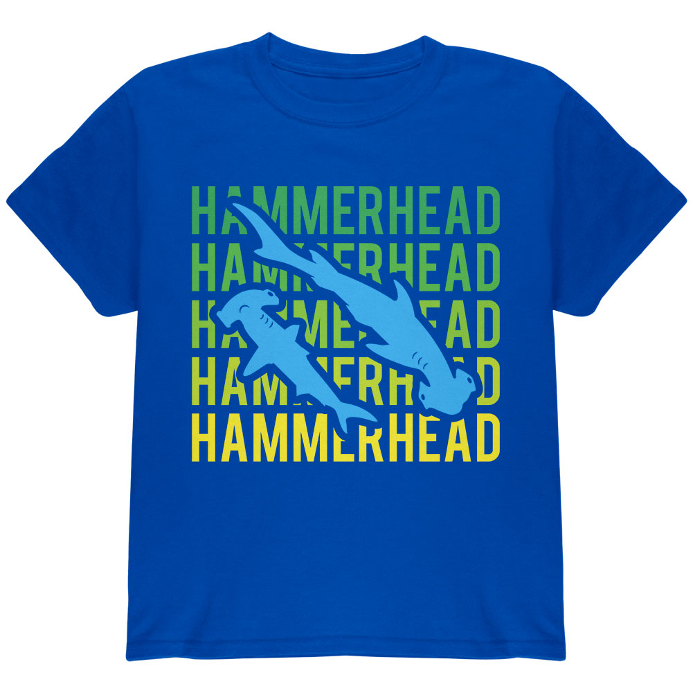 Hammerhead Shark Stacked Repeat Youth T Shirt Youth T-Shirts Old Glory YLG Royal