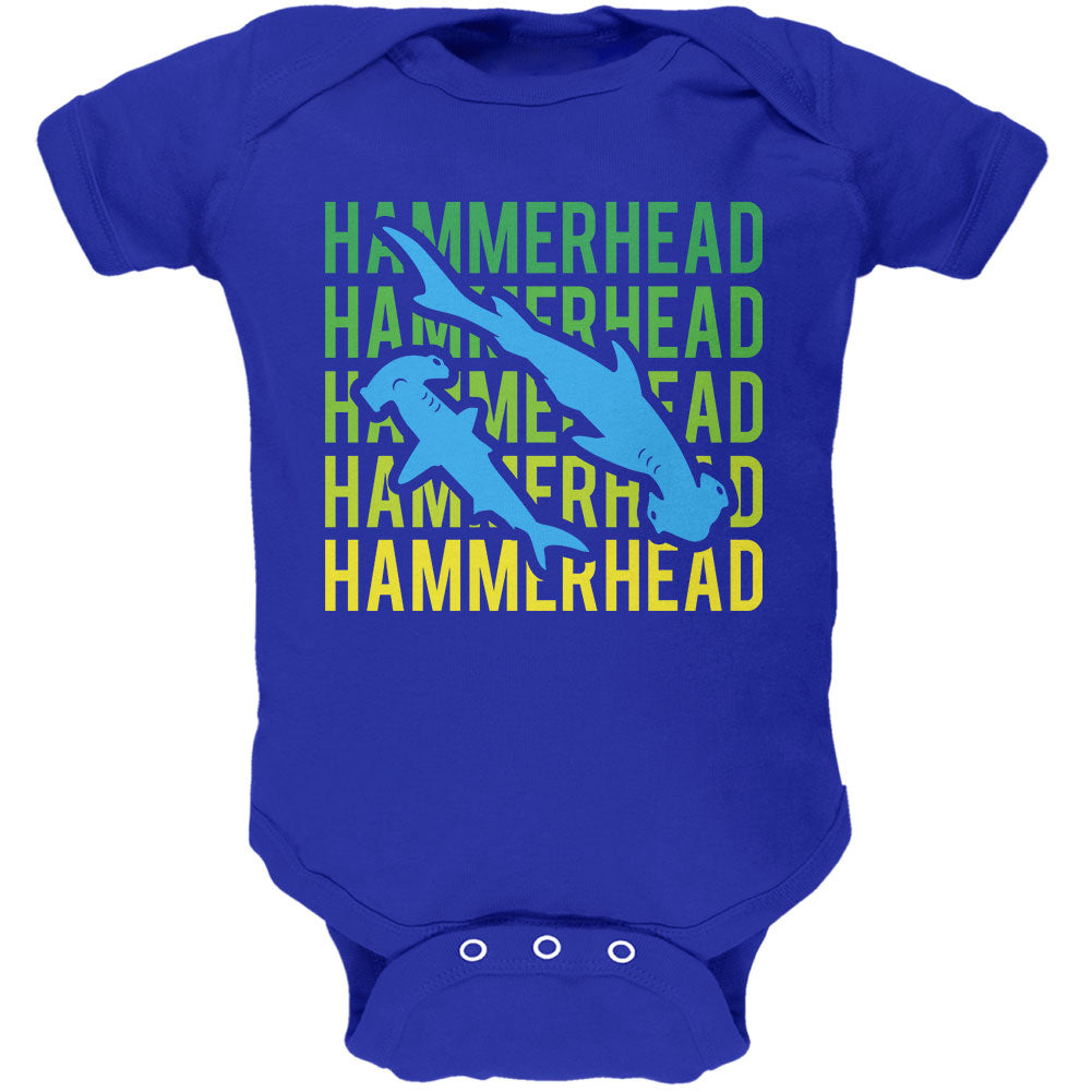 Hammerhead Shark Stacked Repeat Soft Baby One Piece Baby One Piece Old Glory 0-3M Royal