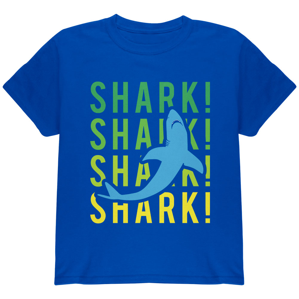 Shark Stacked Repeat Youth T Shirt Youth T-Shirts Old Glory YLG Royal