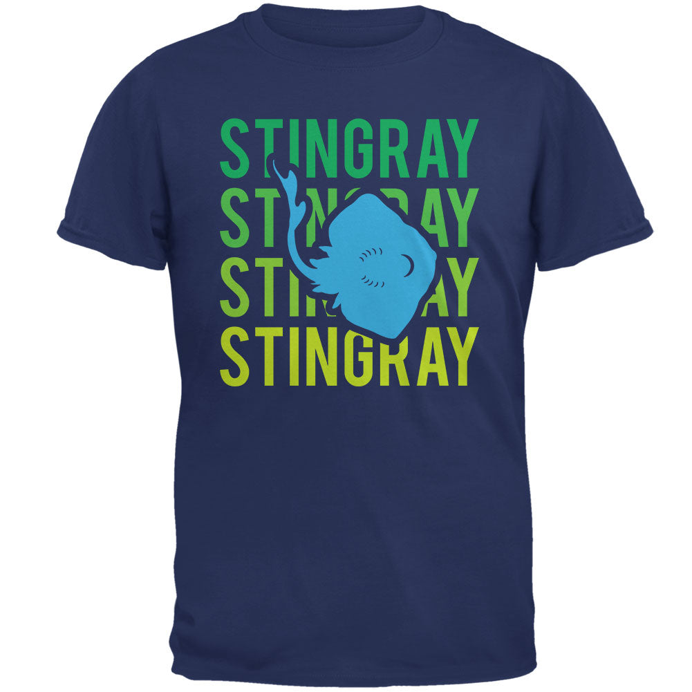 Stingray Ray Stacked Repeat Mens T Shirt Men's T-Shirts Old Glory 2XL Metro Blue